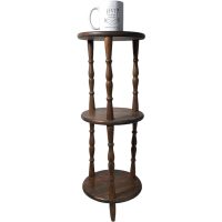 Alternative view of Vintage French Triple Plant Stand Wooden Paint Plinth Table Side Flower Pot Display Shelf Prop Side Table Tabouret c1970-80's