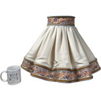 Alternative view of Vintage French Large Draped Cream Pale Pink Beige Blue Flower Trim Finish Lamp Shade Lampshade Floor Light circa 1970-80's