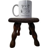 Alternative view of Stool Vintage French Milking Farmer Chair Step Seat Wooden Wood Tiny Table Farmhouse Bobbin Rest Stand Tabouret c1950-60's