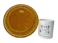 Alternative view of Vintage French Small Ornate Velvet Wrapped Bubble Convex Glass Wall Hanging Mirror Decorative Cloakroom c1950-60's