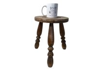 Alternative view of Stool Plant Stand Vintage French Wooden Wood Chair Seat Kitchen Side Table Kitchen Pot Plinth Display Tabouret Milking circa 1970's