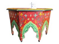 Alternative view of Vintage Moroccan Arabian Style Wooden Wood Large Coffee Table Stand Plinth Tabouret c1980-90's