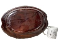 Alternative view of Antique French Blue And White Stapled Historic Repaired Ceramic Plate Serving Dish Table Wall Decor c1850's