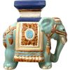 Vintage Small Chinese Elephant Ceramic Pot Stand Plinth Rest White Blue Brown Small Vase Pot c1970-80's