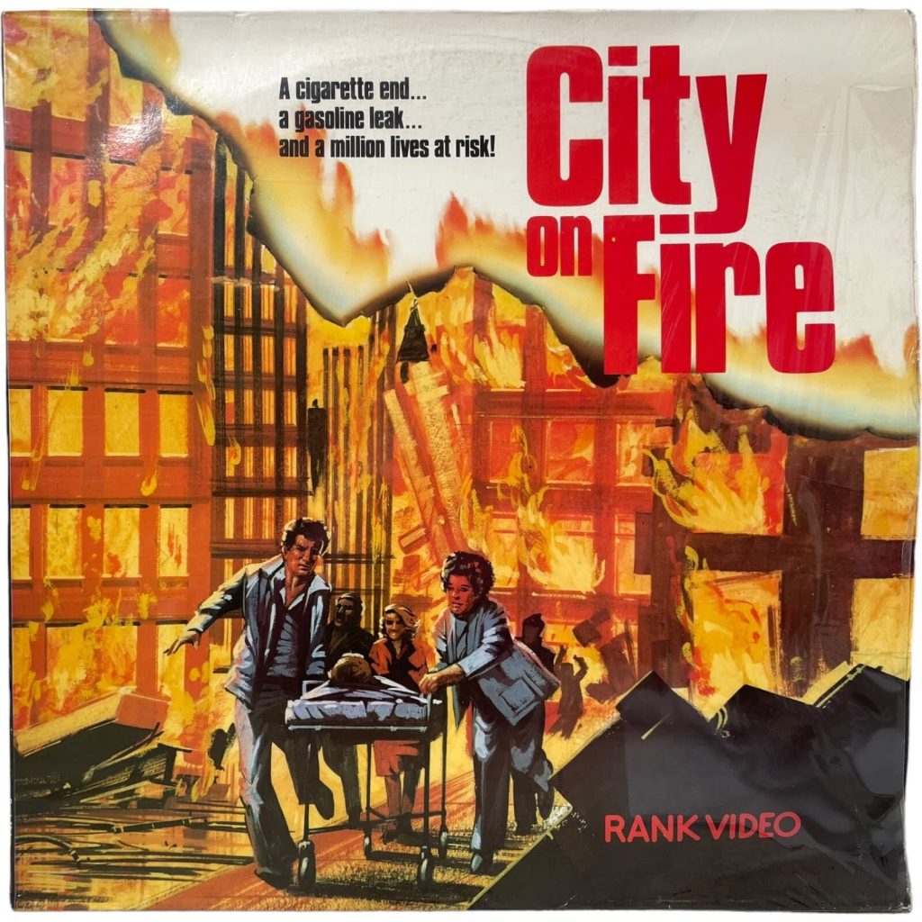 Vintage English Laservision Videodisc City On Fire Movie PAL Digital Media Memorabilia Collector c1980’s