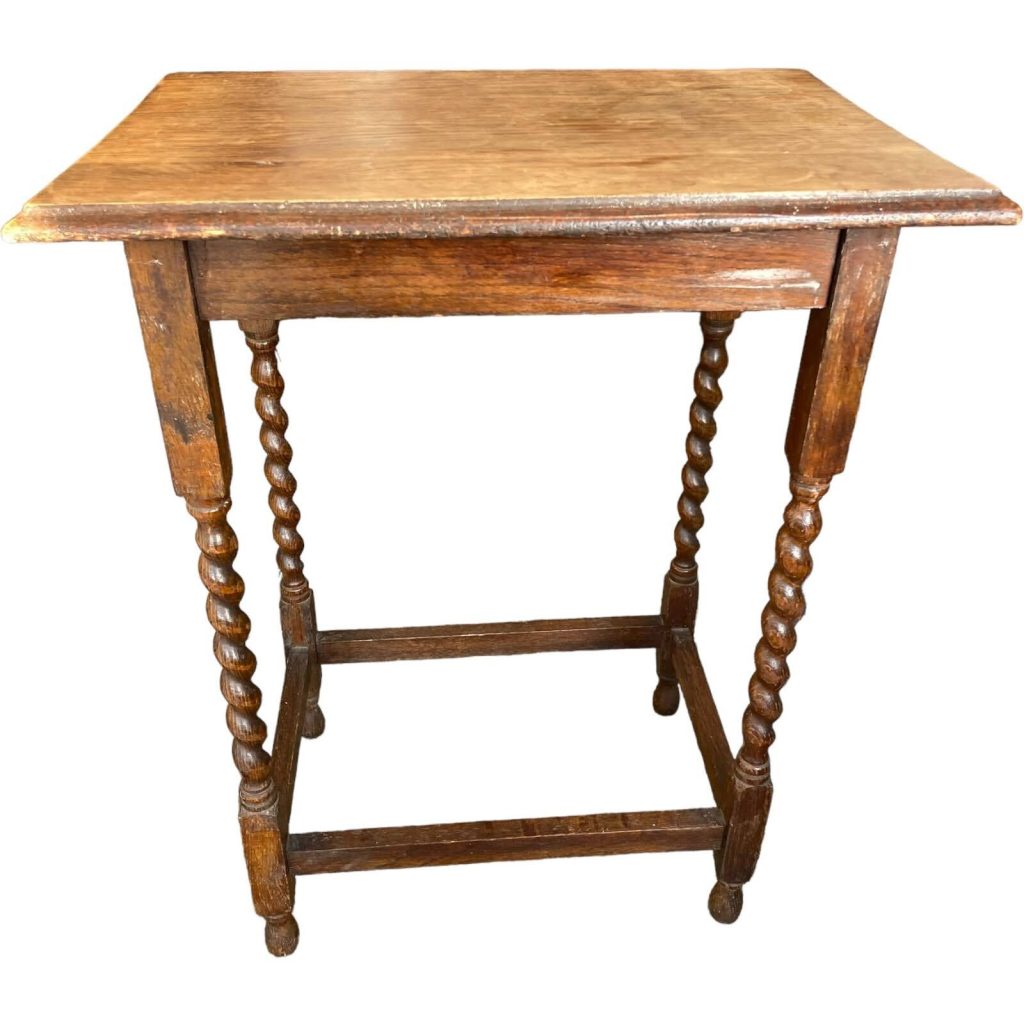 Vintage French Rectangular Barley Twist Side Table Compact Stand Display Plinth Pot Tabouret c1930-40's