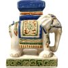 Vintage Small Chinese Elephant Ceramic Pot Stand Plinth Rest White Blue Green Small Vase Pot c1970-80's