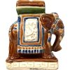 Vintage Small Chinese Elephant Ceramic Pot Stand Plinth Rest Brown Blue Green Small Vase Pot c1970-80's