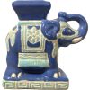 Vintage Small Chinese Elephant Ceramic Pot Stand Plinth Rest Blue Green Small Vase Pot c1970-80's