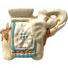 Vintage Tiny Chinese Elephant Ceramic Pot Stand Plinth Rest Brown Beige Small Vase Pot Ashtray c1970-80's