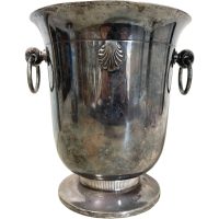 Vintage Champagne Ice Bucket French Heavy Metal Clam Shell Silver Plated Wine Champagne Ice Bucket Cooler Display Stand Pot c1950-60's