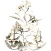 Vintage French Toleware Style Metal Berry Sheaf Flower Vine Petal Shaped Wall Hanging Electric Pendant Lamp Light Shabby Chic c1970's