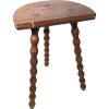 Vintage French Stool Chair Seat Wooden Milking Kitchen D Shaped Seat Tall Bobbin Leg Plant Rest Stand Plinth Tabouret c1950-60's
