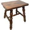 Vintage French Farmhouse Style Bench Stool Small Table Wooden Chair Seat Side Stand Flower Pot Display Shelf Prop Tabouret c1960-70's