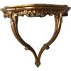 Vintage Italian Shelf Florentine Style Florence Gold Wood Stone Topped Ornately Small Wall Hanging Plinth Display Stand c1940-50's