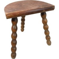 Vintage French Stool Seat Wooden Milking Table D Shaped Seat Bobbin Leg Plant Rest Stand Plinth Tabouret c1960’s Vintage French Stool Seat Wooden Milking Table D Shaped Seat Bobbin Leg Plant Rest Stand Plinth Tabouret c1960's