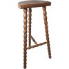 Vintage Tripod Stool French Tall Wooden Wood Bar Chair Seat Kitchen Table Farm D Shaped Seat Braced Tabouret c1960-70's