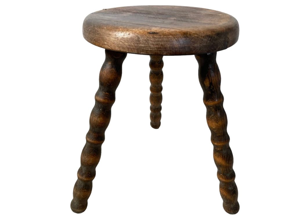 Stool Vintage French Tripod Screw In Bobbin Style Leg Chair Seat Wooden Milking Kitchen Table Plant Rest Stand Plinth Tabouret c1970’s
