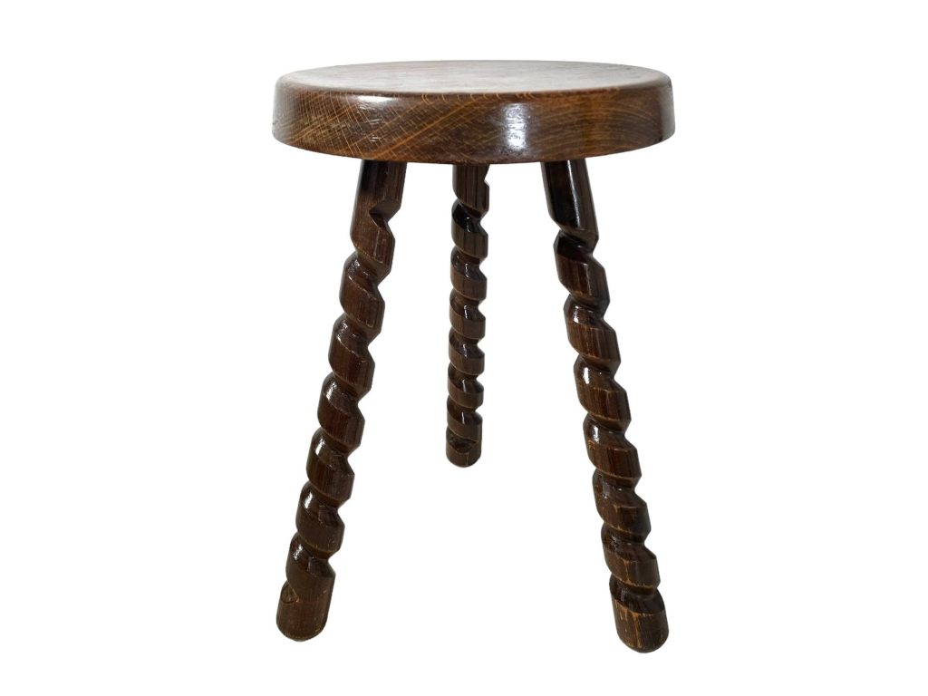 Stool Vintage French Tripod Screw In Spiral Style Leg Chair Seat Wooden Milking Kitchen Table Rest Stand Plinth Tabouret c1960-70’s