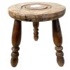 Stool Plant Stand Vintage French Wooden Wood Chair Seat Kitchen Side Table Kitchen Pot Plinth Display Tabouret Milking circa 1970's
