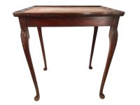 Vintage French Wooden Wood Leather Top Side Table Plinth Stand Display Wooden Tabouret Worn Wear c1960-70's