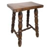 Vintage French Strong Chunky Farmhouse Style Bench Stool Small Table Wooden Chair Seat Side Stand Display Shelf Tabouret c1960-70's