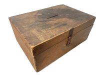Antique French Wooden Collection Donation Payment Money Box Safe Cash Box Till Petty Coin Coins Church Storage circa 1920-30's