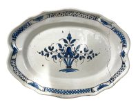 Antique French Blue And White Stapled Historic Repaired Ceramic Plate Serving Dish Table Wall Decor c1850's