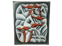 Vintage Haitian Laurent Lasimar 1928-1990 Man Portrait Painting Acrylic On Canvas Original Art Signed c1980's