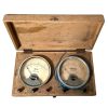 Vintage French Home Made Case Amp Amperes Voltage Meter electrical equipment wooden cased Paris circa 1950-60's