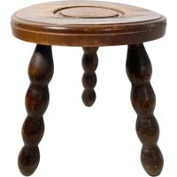Vintage French Stool Chair Seat Wooden Milking Kitchen Round Shaped Seat Bobbin Leg Plant Rest Stand Plinth Tabouret c1960-70’s Vintage French Stool Chair Seat Wooden Milking Kitchen Round Shaped Seat Bobbin Leg Plant Rest Stand Plinth Tabouret c1960-70's