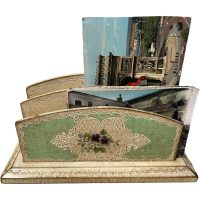 Vintage Italian Florentine Florence Green Gold Wood Ornately Decorated Small Desktop Letter Note Picture Stand c1960-70’s Vintage Italian Florentine Florence Green Gold Wood Ornately Decorated Small Desktop Letter Note Picture Stand c1960-70's