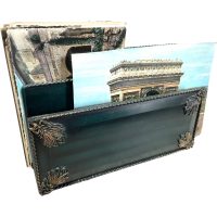 Vintage French Green Black Bakelite Ornately Decorated Small Desktop Letter Note Picture Stand c1950-60’s Vintage French Green Black Bakelite Ornately Decorated Small Desktop Letter Note Picture Stand c1950-60's