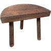 Vintage French Wooden Wood Milking Chunky Stool Chair Seat Kitchen Table Farm D Shaped Seat Plant Rest Stand Tabouret c1970's