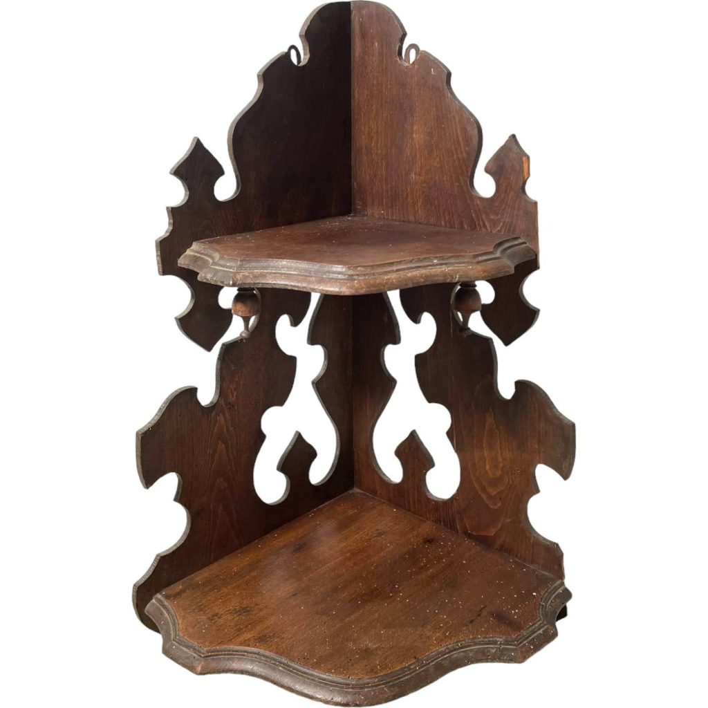 Antique French Wall Hanging Corner Shelf Wood Plinth Stand Display Rest DAMAGED c1910-20's