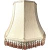 Vintage French Beige Brocade Natural Silk Tassle Fringe Lamp Shade Lampshade Desk Table Light WORN DAMAGE c1960-70's