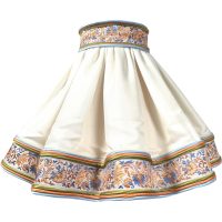 Vintage French Large Draped Cream Pale Pink Beige Blue Flower Trim Finish Lamp Shade Lampshade Floor Light circa 1970-80’s Vintage French Large Draped Cream Pale Pink Beige Blue Flower Trim Finish Lamp Shade Lampshade Floor Light circa 1970-80's