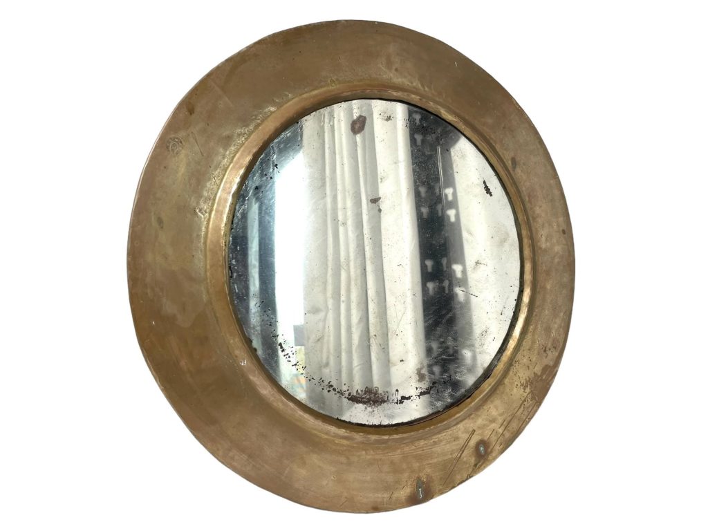 Vintage Moroccan Wall Hanging Circular Mirror Brass Silver Metal Tarnish Patina Cloakroom c1960-70’s