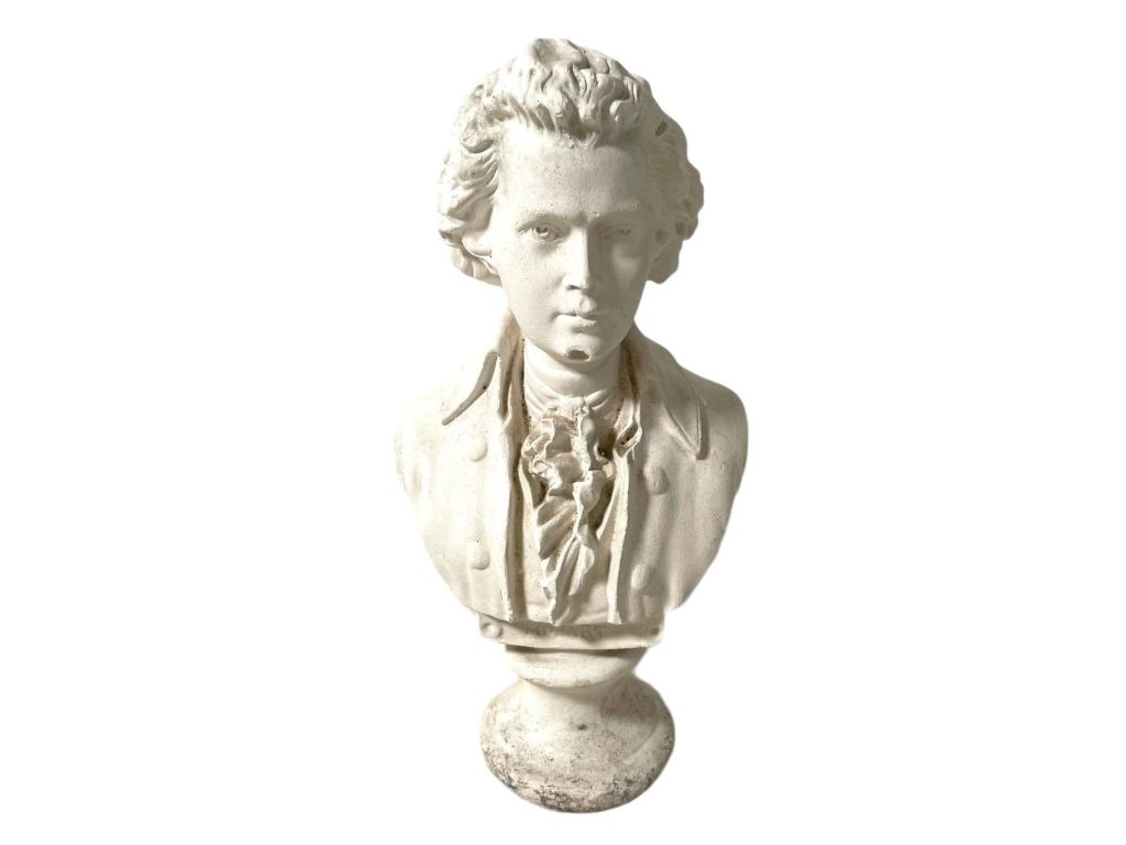Vintage French Mozart Music Composer Figurine Bust Plaster Of Paris Statue DAMAGED circa 1950’s