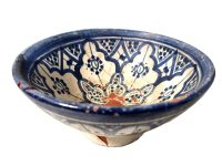 Vintage Moroccan Tunisian Safi Blue White Serving Bowl Dish Wall Hanging Ornament Decor Terracotta DAMAGED c1940-50's