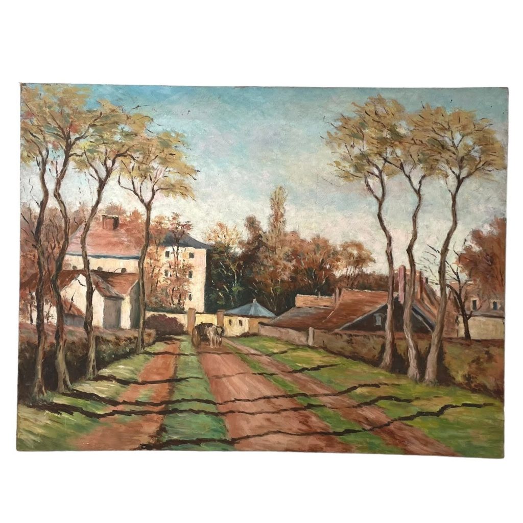 Vintage French Normandy Chateaux Painting Acrylic Trees Countryside On Wood Board c1950-60’s