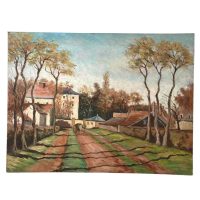 Vintage French Normandy Chateaux Painting Acrylic Trees Countryside On Wood Board c1950-60's