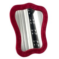 Vintage French Small Ornate Red Velvet Wood Glass Wall Hanging Mirror Glass Decorative Cloakroom Wooden c1960-70’s Vintage French Small Ornate Red Velvet Wood Glass Wall Hanging Mirror Glass Decorative Cloakroom Wooden c1960-70's