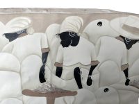 Alternative view of Vintage Haitian Folk Art Original Acrylic Painting Paint Art On Raw Canvas Signed circa 1980-90's