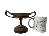 Alternative view of Antique French Metal Spelter Stone Base Handled Trophy Cup Bowl Dish Tarnish Patina c1880's