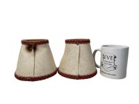 Alternative view of Vintage French Damaged Burnt Beige Small Tiny Bulb Fixing Fringed Lamp Shade Lampshade Desktop Desk Sconce Light c1960's