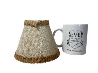 Alternative view of Vintage French Beige Small Tiny Bulb Fixing Fringed Lamp Shade Lampshade Desktop Desk Sconce Light DAMAGED c1950-60's