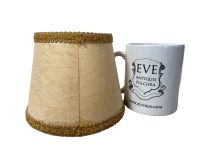 Alternative view of Vintage French Beige Small Tiny Bulb Fixing Fringed Lamp Shade Lampshade Desktop Desk Sconce Light WORN WEAR c1950-60's