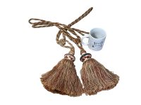 Alternative view of Vintage French Tassels Brown Gold Curtain Pullbacks Ties Tiebacks Curtains Large Tassel Tie Ribbons Rope 1980's