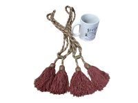 Alternative view of Vintage French Tassels Pink Beige Curtain Pullbacks Ties Tiebacks Curtains Large Tassel Tie Ribbons Rope 1970's